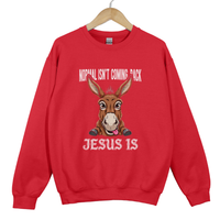 Load image into Gallery viewer, Christian Christmas Sweatshirt - Normal Isn't Coming Back Jesus Is