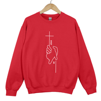 Load image into Gallery viewer, Jesus And Me Cross Sweatshirt - Helping Hand Jesus Top, Minimalist Faith Cross Sweater