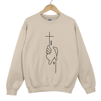 Load image into Gallery viewer, Jesus And Me Cross Sweatshirt - Helping Hand Jesus Top, Minimalist Faith Cross Sweater