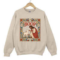 Load image into Gallery viewer, Jesus Lamb Boop Sweatshirt - Luke 15 Bible Verse Shirt, Retro Floral Religious Sweater