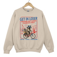 Load image into Gallery viewer, Get In Loser Faith Feral Freedom Raccoon Shirt - Funny Patriotic Raccoon Sweatshirt