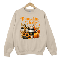 Load image into Gallery viewer, Pumpkin Spice and Jesus Christ Sweatshirt - Christian Fall Shirt