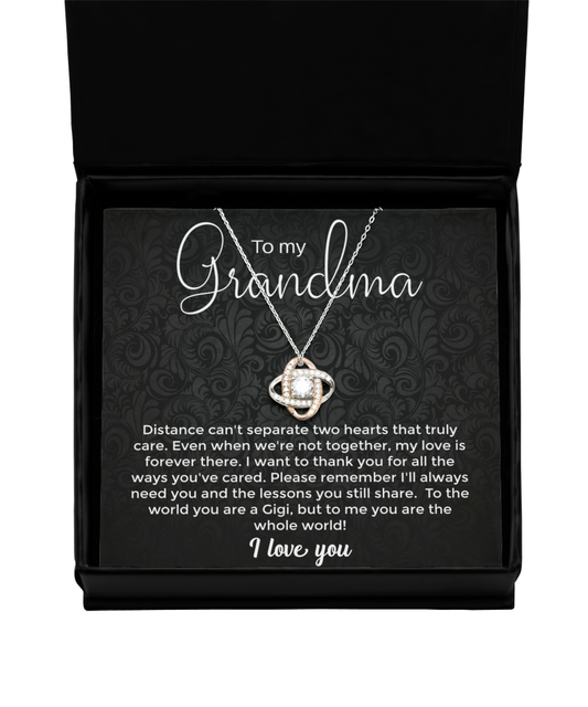 To My Grandma Love Knot Necklace Rose Gold with Sterling Silver