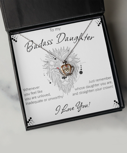 Badass Daughter Crown Pendant Necklace