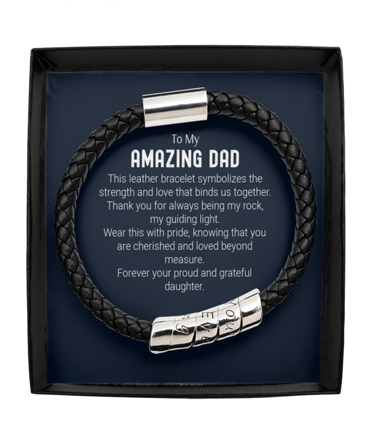 Mens Black Bracelet, for my dad, family gifts, world's best dad, birthday present, fathers day, dad gift ideas, male jewelry, from daughter