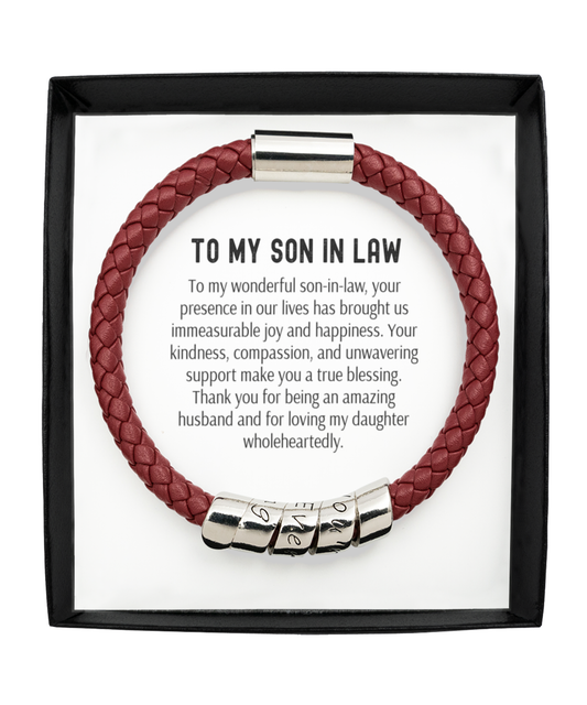 Mens Maroon Bracelet, sentimental gift, family gifts, world's best son in law, birthday present, son in law gift ideas, male jewelery