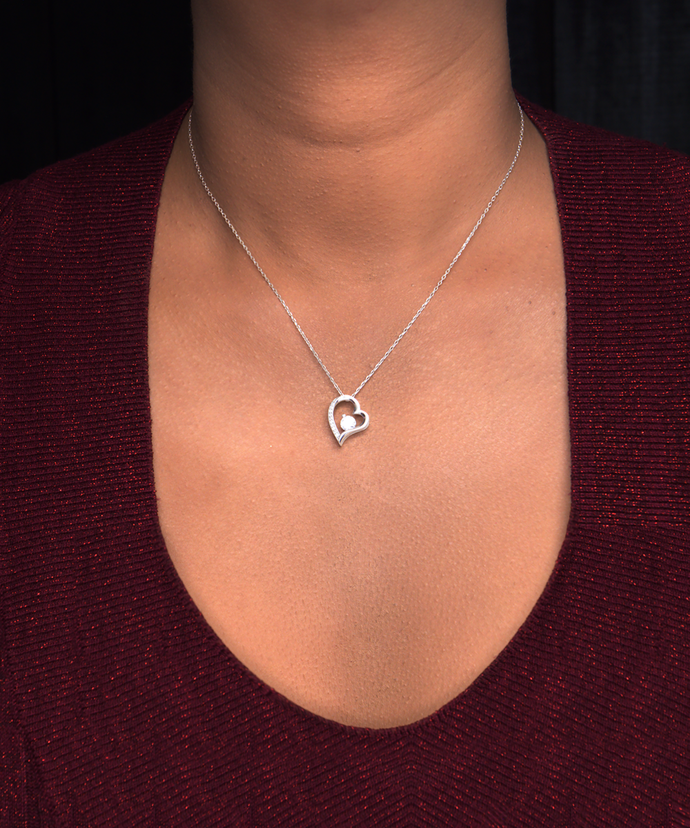 To My Mom Solitaire Sterling Silver Crystal Necklace