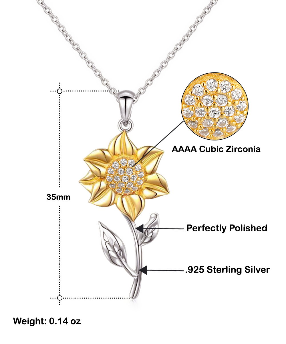 To My Mother, Sunflower Necklace, Sterling Silver, Mother Necklace Gift, Sentimental Gift, Mom Birthday Jewelry Gift, From Son or Daughter